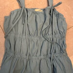 Blue Sleeveless Top with Tie Straps